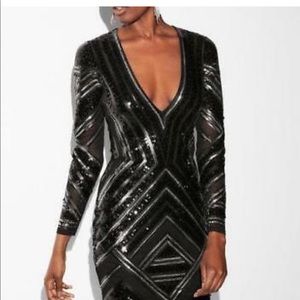 Black and silver sequin dress